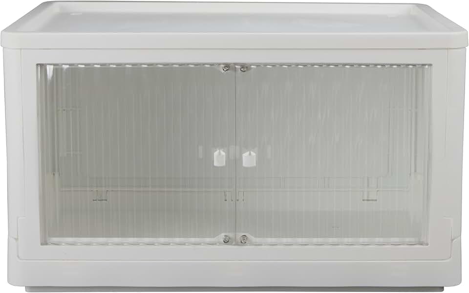 White collapsible storage bin with wheels