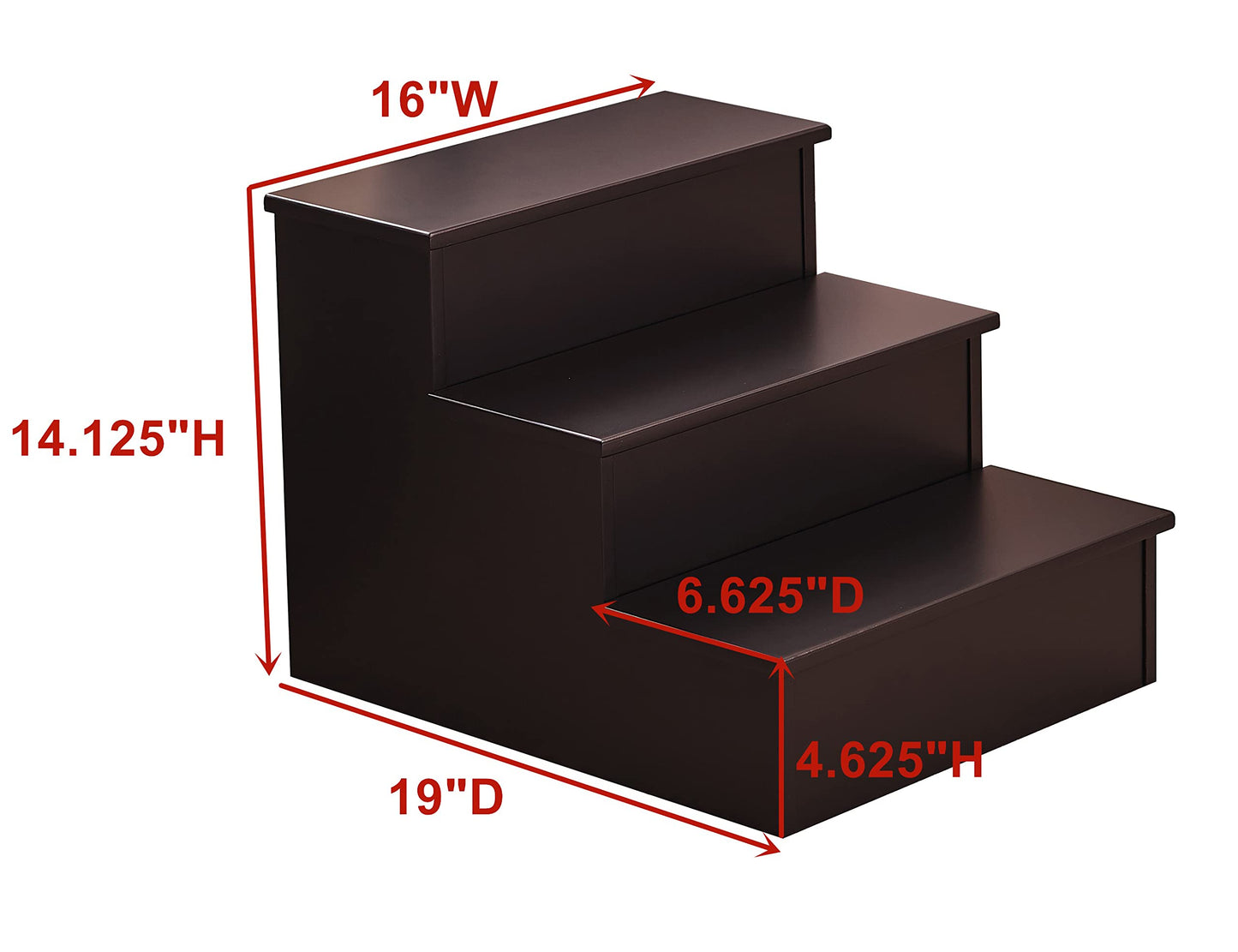  Darien 3 Step Wood Step Stool for Adults or Kids, Dog Stairs, Cherry