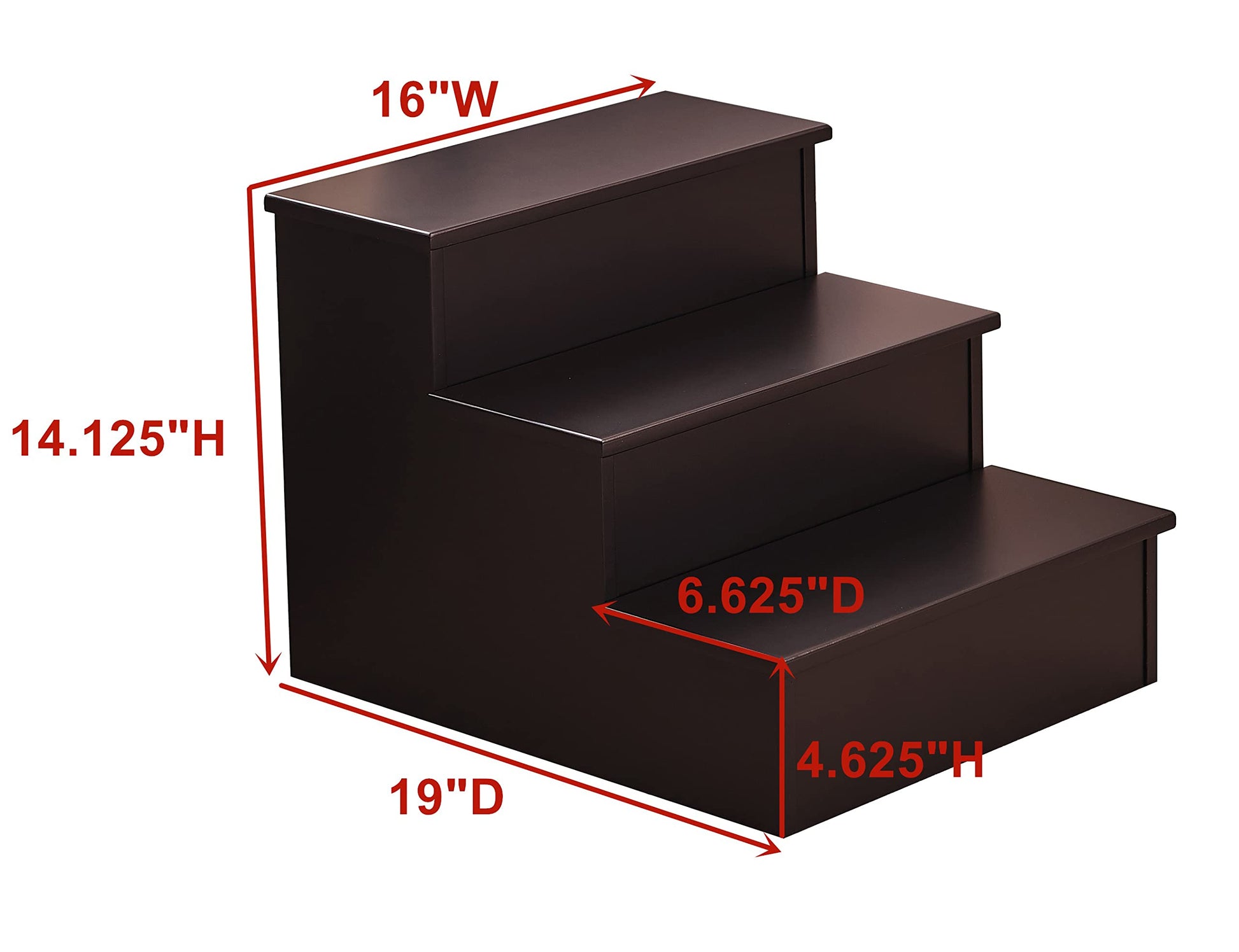  Darien 3 Step Wood Step Stool for Adults or Kids, Dog Stairs, Cherry