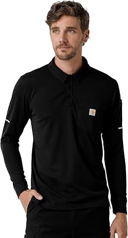 Men's Heavyweight Long Sleeve Polo Scrub Top
