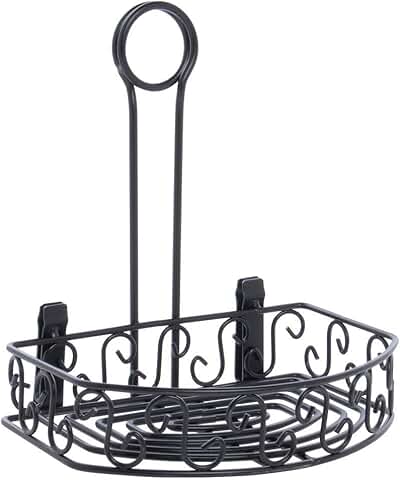 Wrought Iron Semi-Round Condiment Caddy, 9 Inches