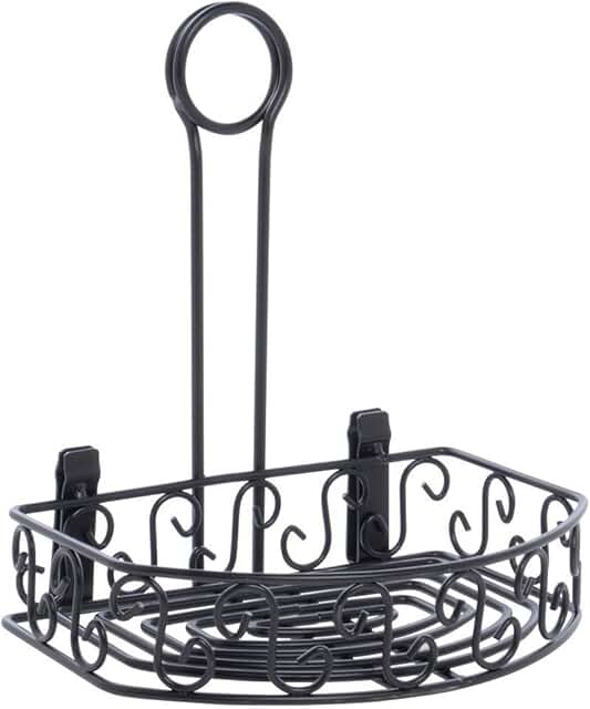 Wrought Iron Semi-Round Condiment Caddy, 9 Inches