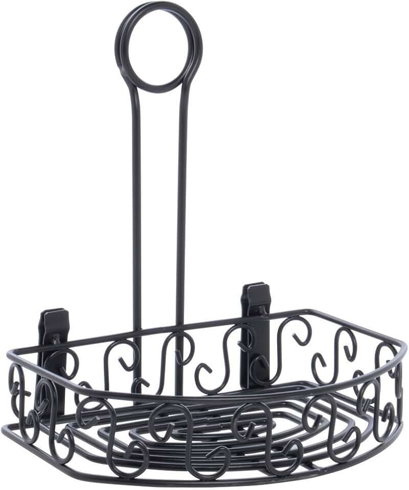 Wrought Iron Semi-Round Condiment Caddy, 9 Inches