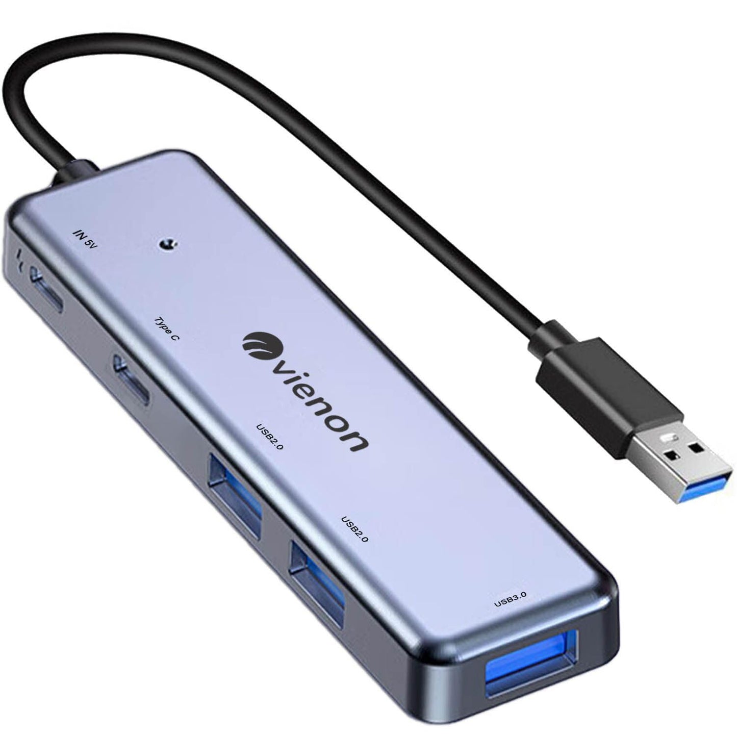 5-in-1 USB 3.0 Hub with USB-C Power and Data Ports