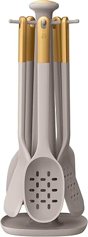 Six-Piece Silicone Kitchen Utensil Set with Rack