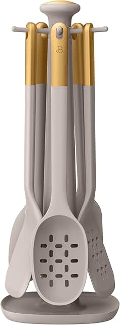Six-Piece Silicone Kitchen Utensil Set with Rack