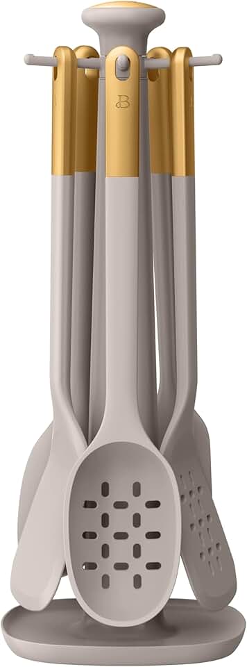 Six-Piece Silicone Kitchen Utensil Set with Rack