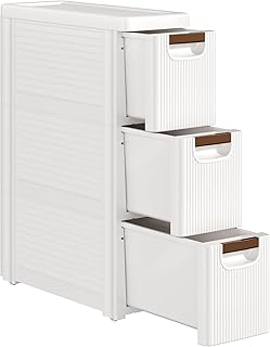 Narrow 3-Drawer Mobile Storage Cabinet in White