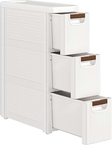 Narrow 3-Drawer Mobile Storage Cabinet in White
