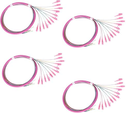 12 LC OM4 Multimode Fiber Optic Pigtails, 1.2mm, 4 Pack