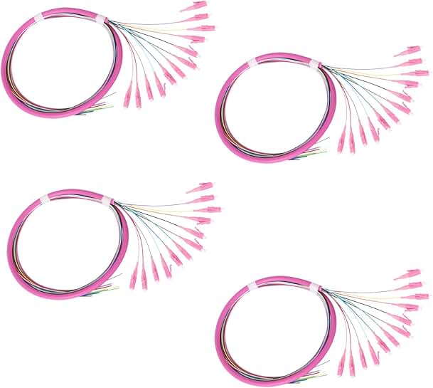 12 LC OM4 Multimode Fiber Optic Pigtails, 1.2mm, 4 Pack