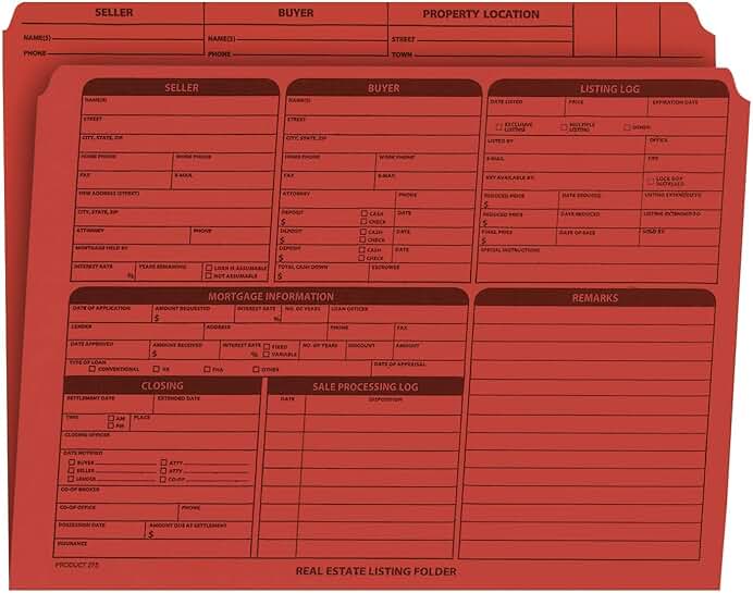 Real Estate Document Folder with Checklist, 25 Pack