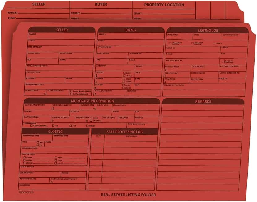 Real Estate Document Folder with Checklist, 25 Pack