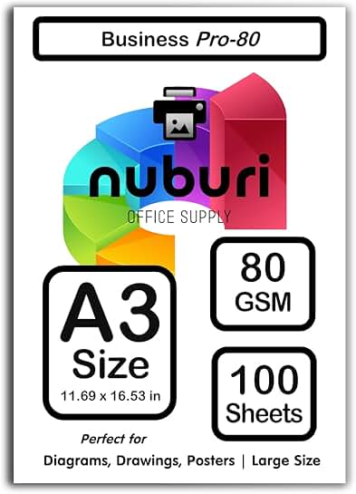 A3 Size Premium White Printer Paper, 100 Sheets