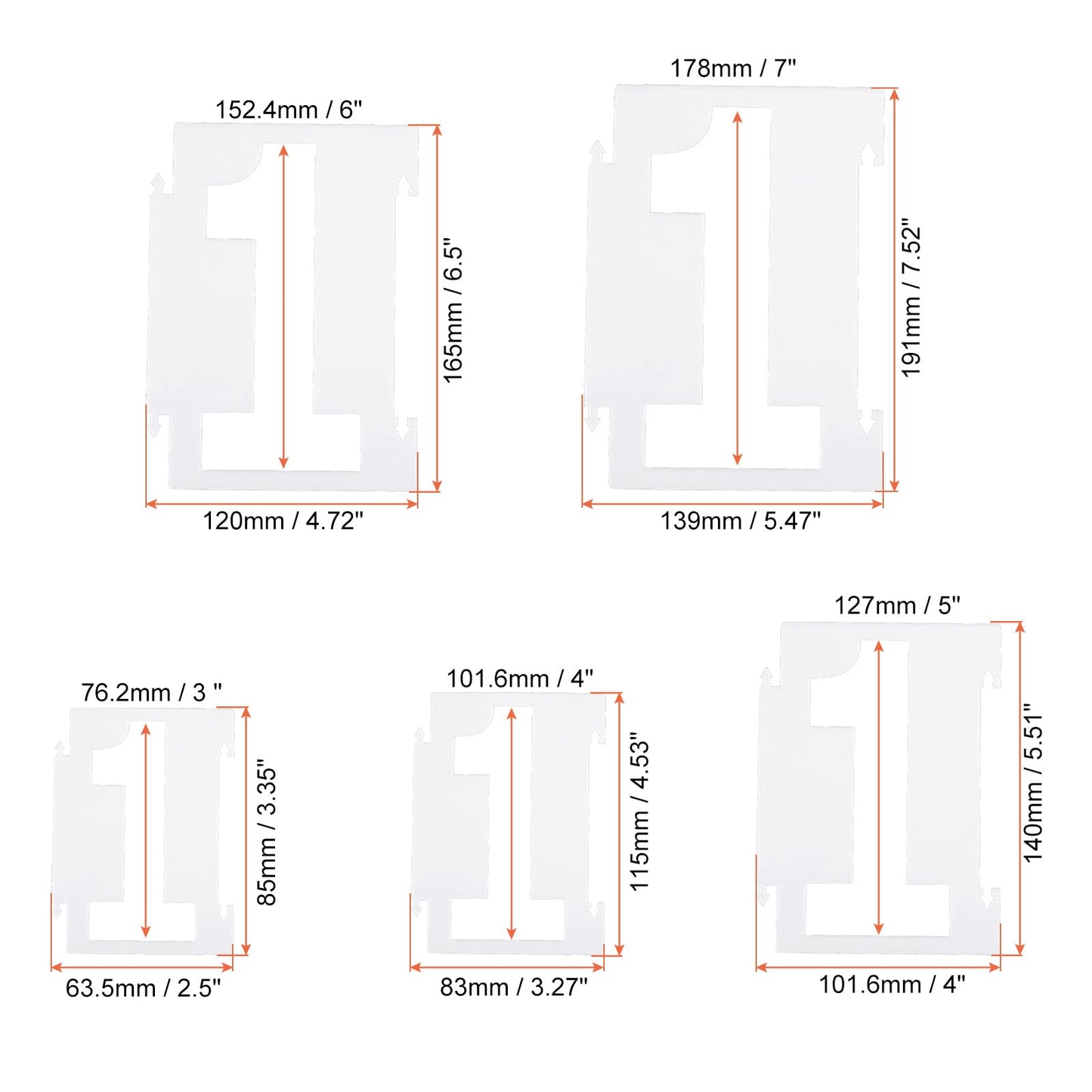 3-Inch Plastic Number Stencils Set of 10 White