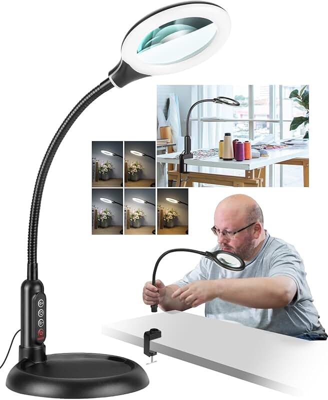 10X Lighted Magnifying Glass with Stand and Flexible Neck