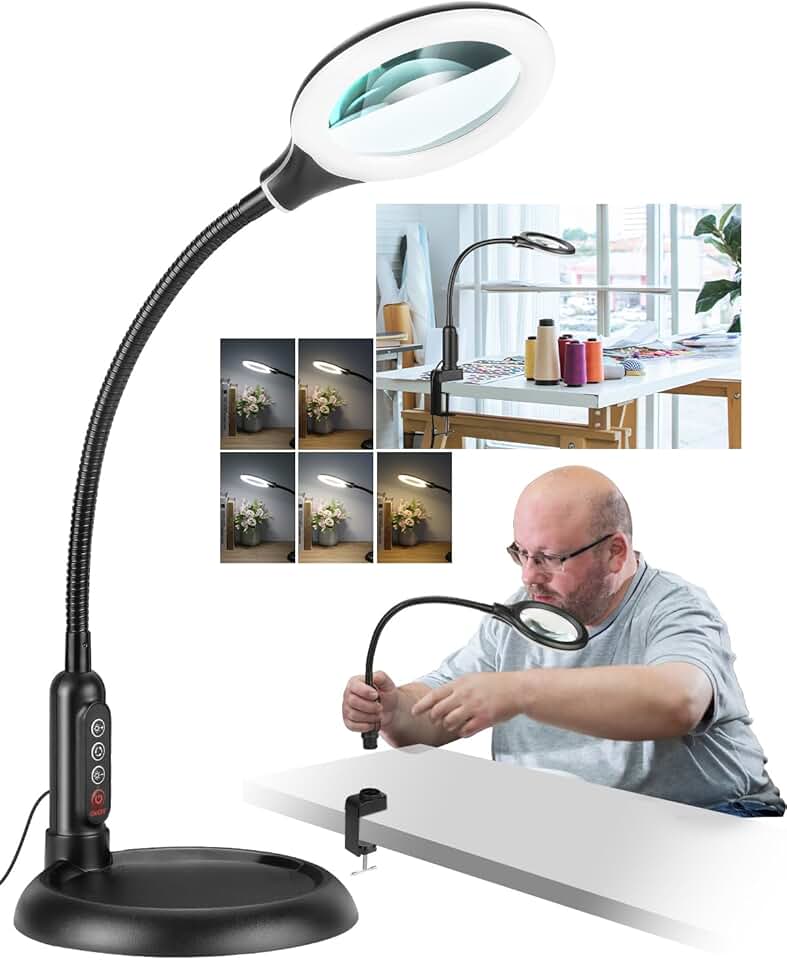 10X Lighted Magnifying Glass with Stand and Flexible Neck