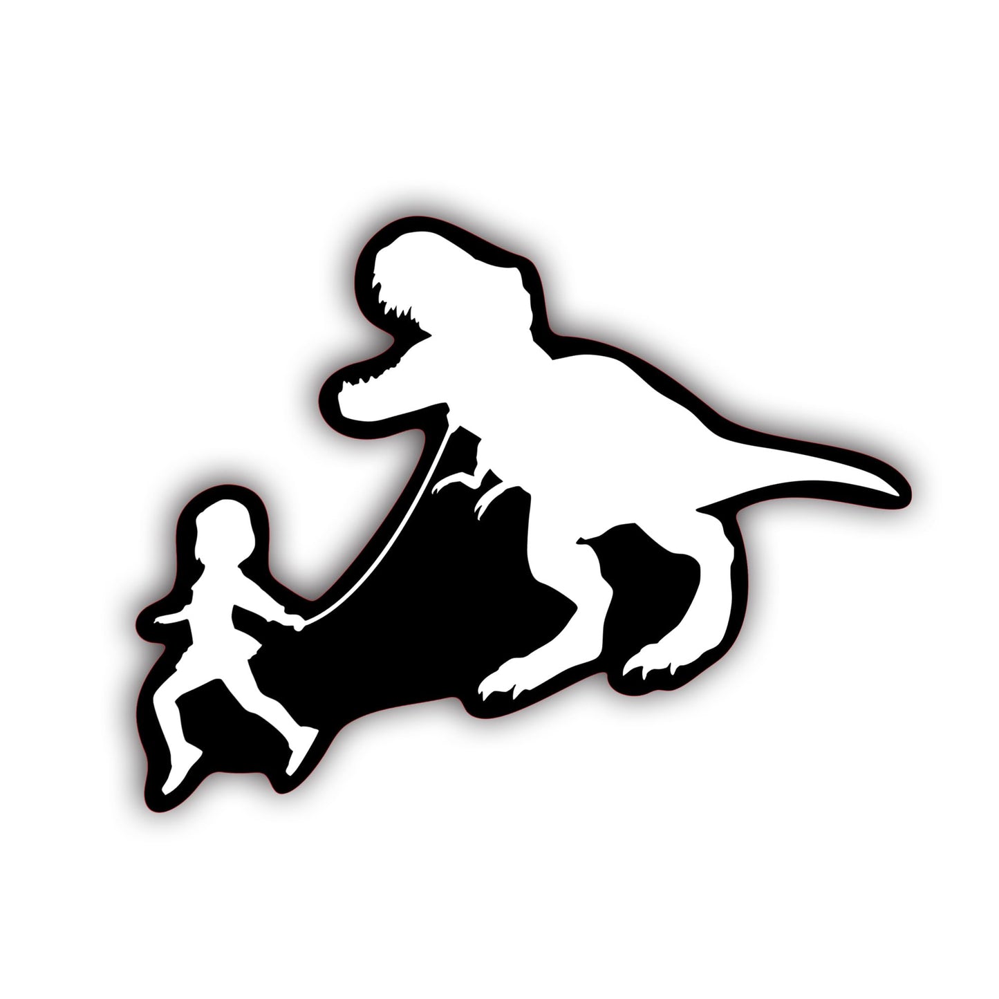 Girl with T-Rex vinyl decal, 7x4.6 inches