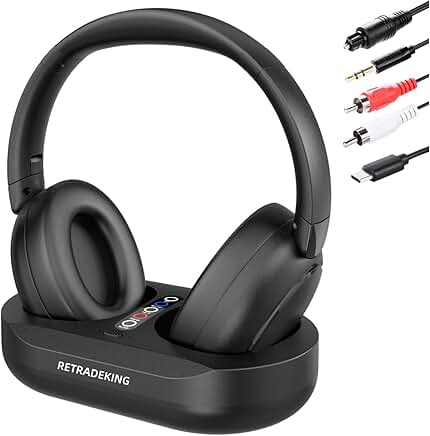 Wireless TV Headphones with Charging Dock