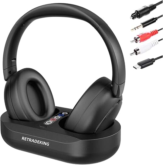 Wireless TV Headphones with Charging Dock
