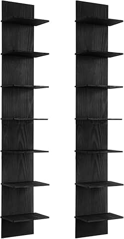 Two 7-Tier Wall Shelves for Bedroom Storage