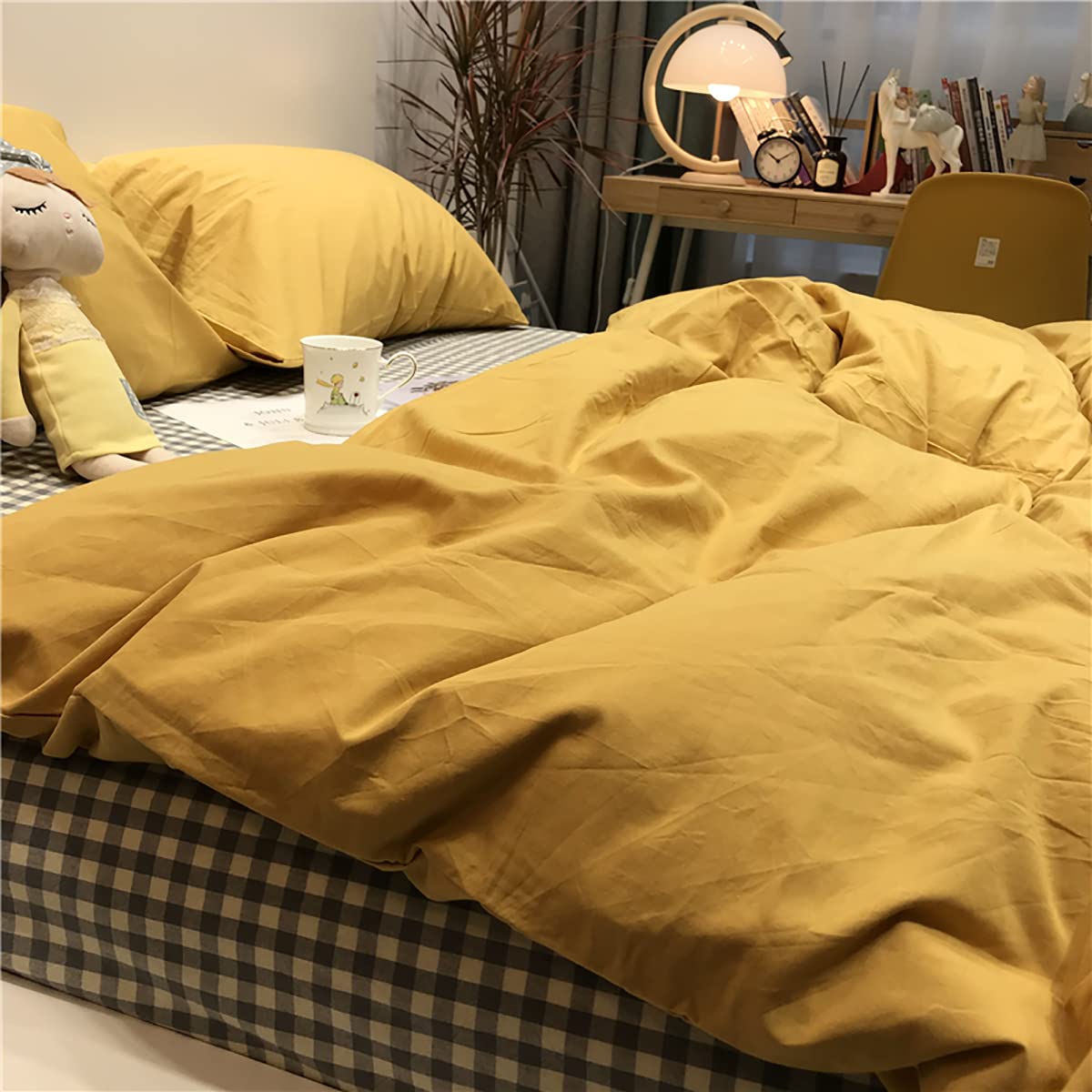 Mustard Yellow Comforter Sets Queen Pure Yellow Bedding Set 3 Pieces Women Men Ginger Yellow Comforter Sets Lightweight Durable Yellow Blanket Queen Bedding Set Breathable Bed Comforter Set
