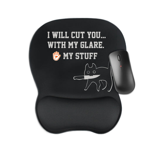 Funny Cat Mouse Pad with Wrist Rest for Comfort
