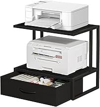Printer stand with storage and fabric drawer