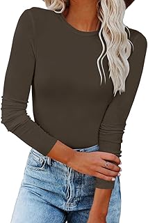 Women's Long Sleeve Fall Crewneck Slim Fit T-Shirt