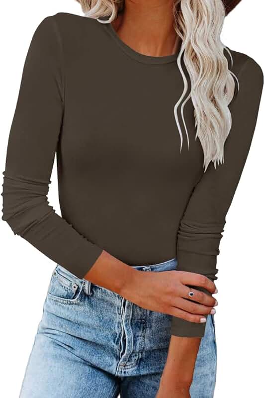 Women's Long Sleeve Fall Crewneck Slim Fit T-Shirt