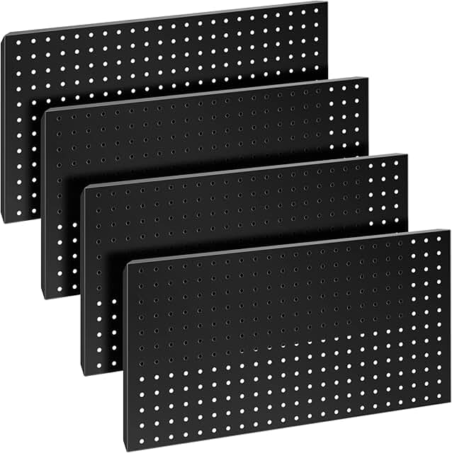 Set of four 24x12 inch metal pegboard panels