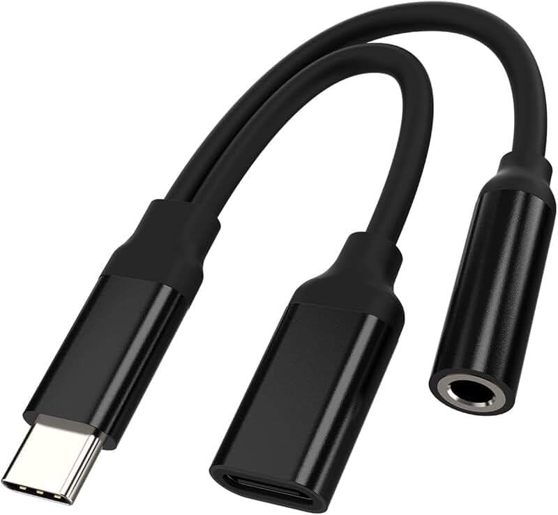 USB-C to 3.5mm Headphone Adapter with Charging Port