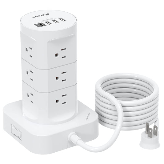 Surge Protector Power Strip Tower with 12 Outlets and 4 USB Ports