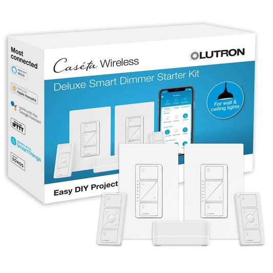 Casta Deluxe Smart Dimmer Switch 2 Count) Kit with Casta Smart Hub  Works with  Apple HomeKit, Ring, Google Assistant  P-BDG-PKG2W-A  White
