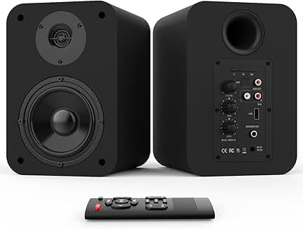Bluetooth bookshelf speakers with sub out and multiple inputs