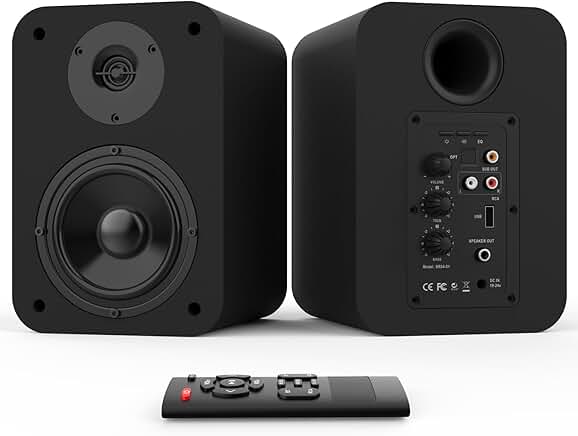 Bluetooth bookshelf speakers with sub out and multiple inputs