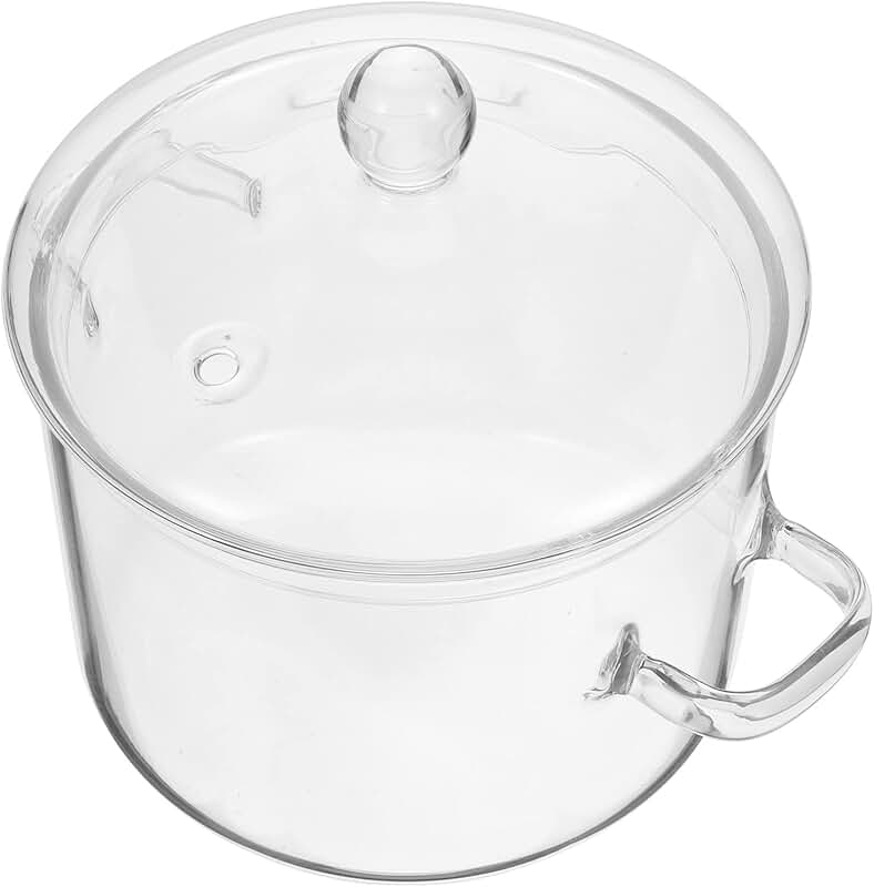 Clear glass saucepan for cooking and warming