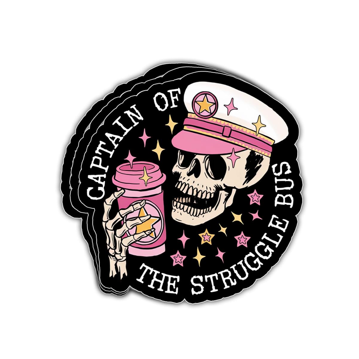 Set of three struggle bus stickers for water bottles and devices