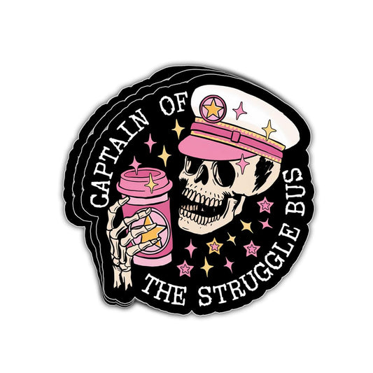Set of three struggle bus stickers for water bottles and devices