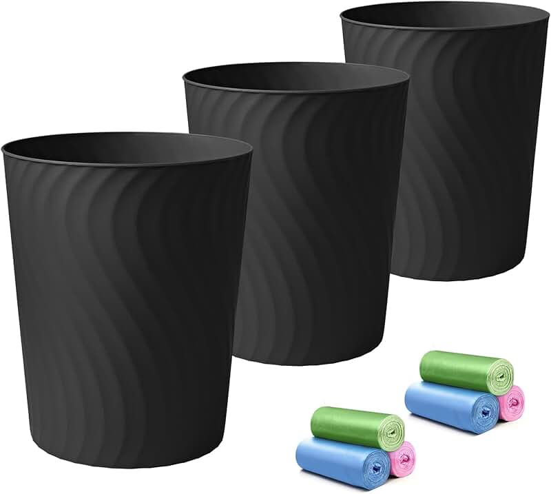 Small 3-Pack 1.8 Gallon Trash Cans for Bathroom and Room