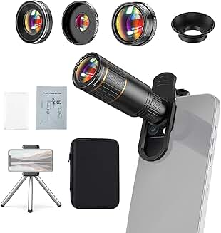 4-in-1 Phone Camera Lens Kit with Telephoto, Fisheye, Wide, Macro