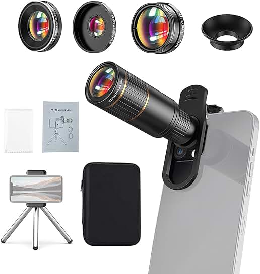 4-in-1 Phone Camera Lens Kit with Telephoto, Fisheye, Wide, Macro
