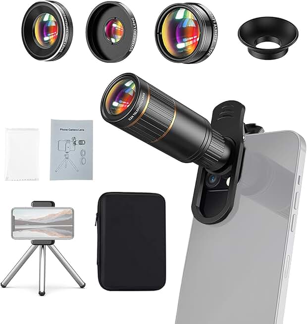 4-in-1 Phone Camera Lens Kit with Telephoto, Fisheye, Wide, Macro