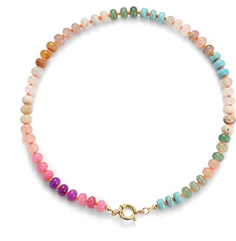 Colorful Beaded Natural Stone Necklace for Women