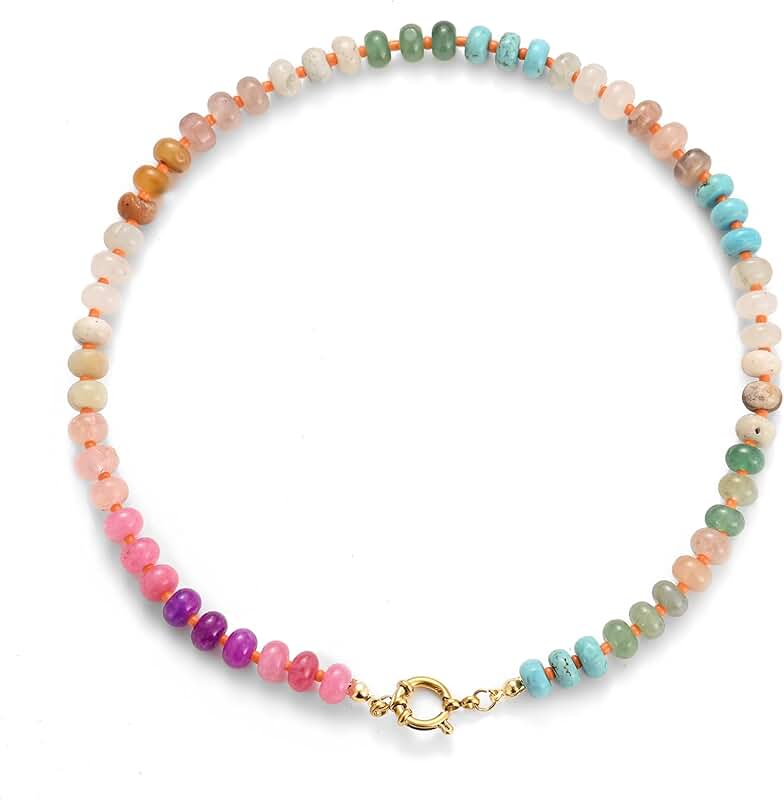 Colorful Beaded Natural Stone Necklace for Women