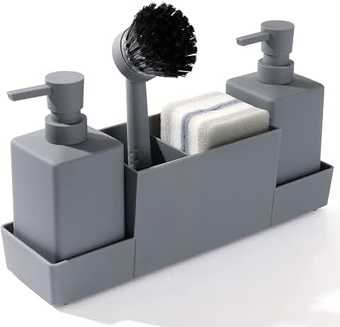 Kitchen Soap Dispenser and Sponge Holder Set