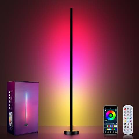 RGBICW LED Corner Floor Lamp with 16 Million Colors
