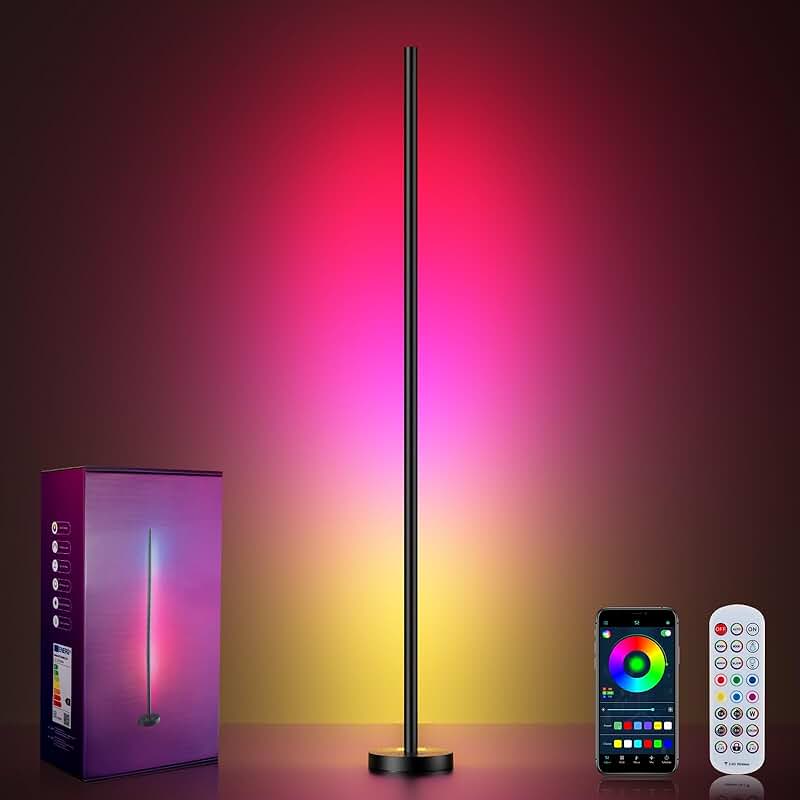 RGBICW LED Corner Floor Lamp with 16 Million Colors