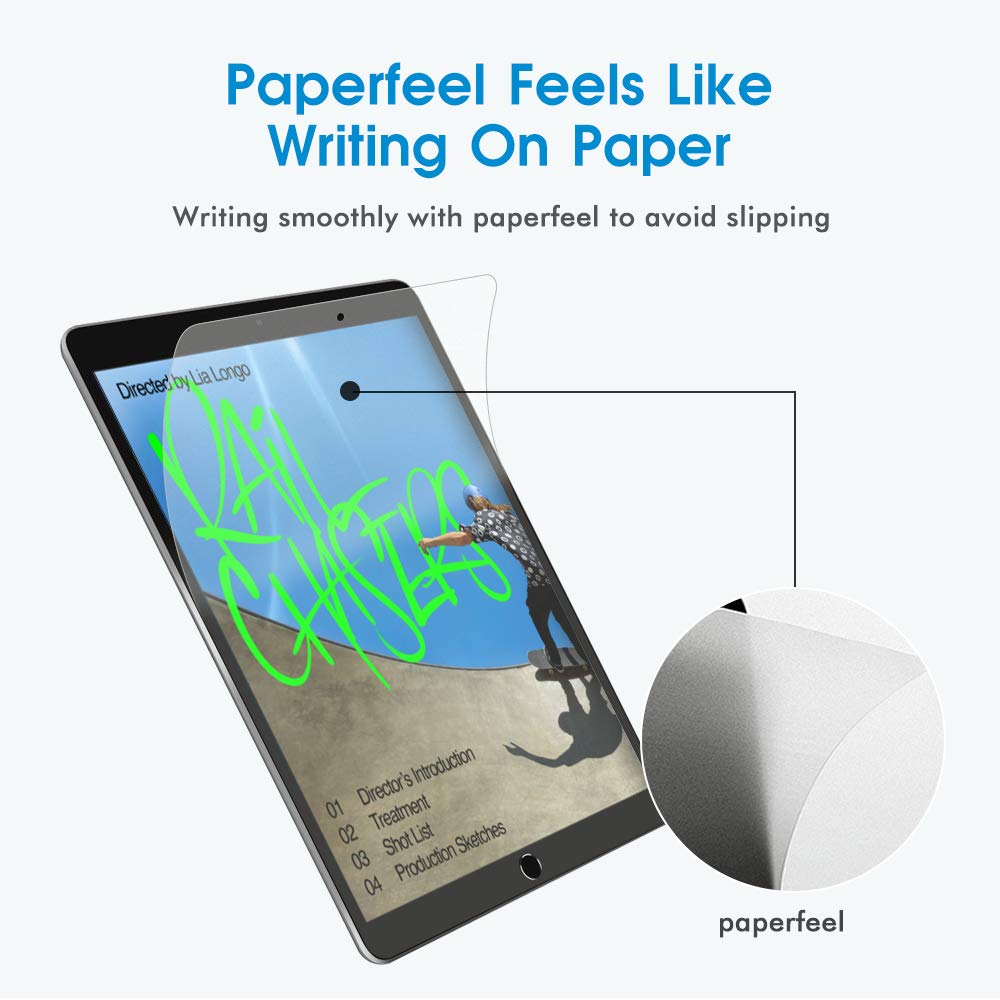[2 Pack] Paperfeel Screen Protector Compatible with iPad 6th Generation 9.7 inch, Write, Draw and Sketch Like on Paperfeel Anti Glare Less Reflection with Easy Installation Kit Compatible with iPad 9.