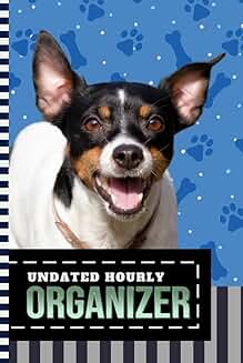 Hourly planner with dog art cover, one year, daily schedule